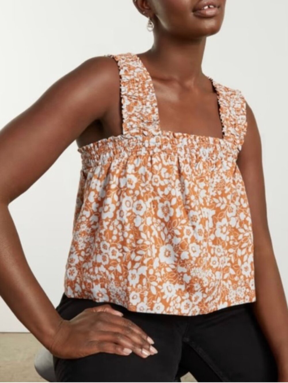 Everlane Smocked Linen Top